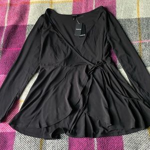 NWT Torrid Top - Long Sleeve Wrap Top Black - Large